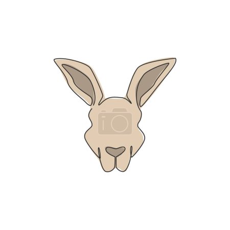 Illustration for One single line drawing of cute kangaroo head for business logo identity. Wallaby animal from Australia mascot concept for company icon. Trendy continuous line draw graphic design vector illustration - Royalty Free Image