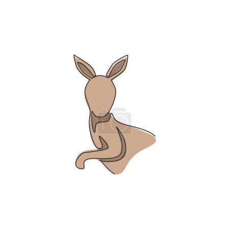 Illustration for One continuous line drawing of funny kangaroo head for national zoo logo identity. Wallaby animal from Australia mascot concept for conservation park icon. Single line draw design vector illustration - Royalty Free Image
