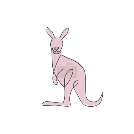 Illustration for One single line drawing of cute standing kangaroo for business logo identity. Wallaby animal from Australia mascot concept for company icon. Continuous line draw design vector graphic illustration - Royalty Free Image
