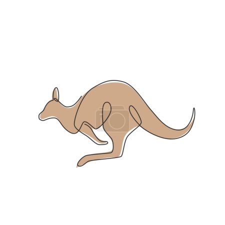 Illustration for One single line drawing of cute jumping kangaroo for business logo identity. Wallaby animal from Australia mascot concept for company icon. Continuous line draw design vector graphic illustration - Royalty Free Image