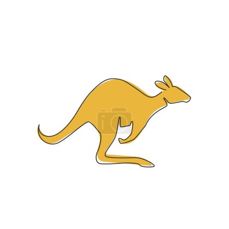 Illustration for One single line drawing of cute standing kangaroo for business logo identity. Wallaby animal from Australia mascot concept for company icon. Continuous line draw design graphic vector illustration - Royalty Free Image