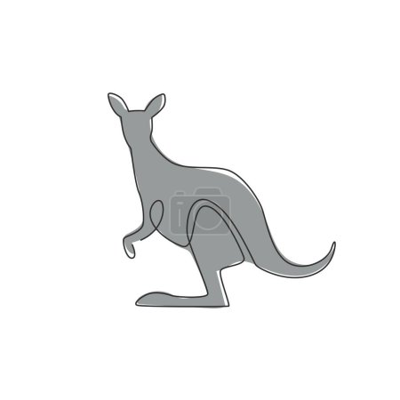 Illustration for One continuous line drawing of funny standing kangaroo for national zoo logo identity. Animal from Australia mascot concept for conservation park icon. Single line draw design vector illustration - Royalty Free Image