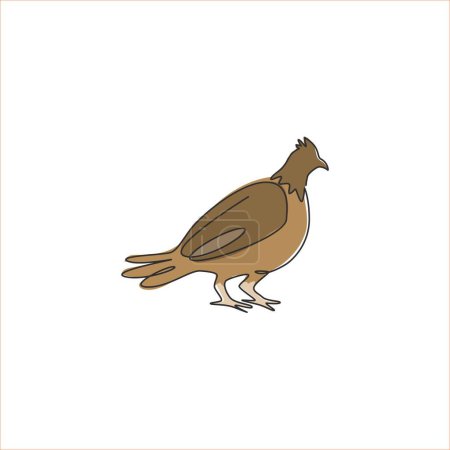Illustration for Single continuous line drawing of cute grouse bird for company logo identity. Game bird festival mascot concept for United Kingdom culture icon. Modern one line draw design vector graphic illustration - Royalty Free Image