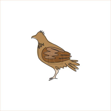Illustration for Single one line drawing of adorable grouse bird for foundation logo identity. Shooting bird syndicate mascot concept for tradition icon. Modern continuous line draw graphic design vector illustration - Royalty Free Image