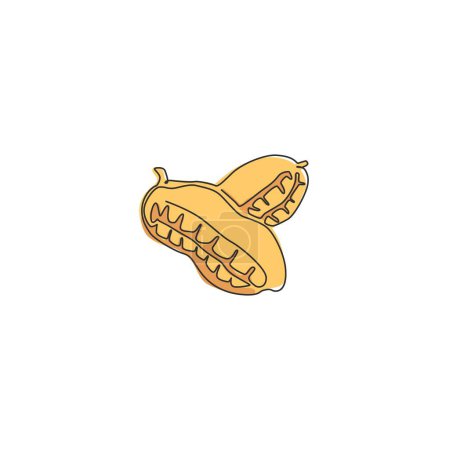 Un seul dessin en ligne de cacahuète biologique saine pour l'identité du logo de la ferme. Concept d'arachide fraîche pour icône de graines comestibles. Illustration graphique vectorielle de dessin continu moderne