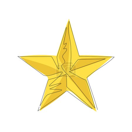 Kontinuierliche einzeilige Zeichnung beliebter Stern-Symbol-Logo-Vorlage für viele Zwecke. Sterne Bewertung Bewertung Symbol für Website, mobile Apps, Banner, Poster. Einzeiliges Zeichnen Design Vektor Grafik Illustration