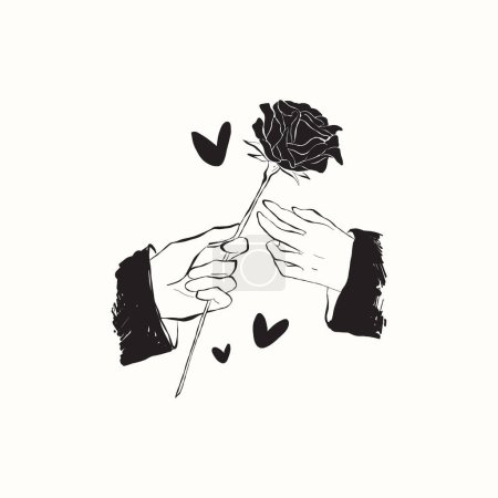 Ilustración de San Valentín dibujado a mano ilustración vector de moda. Diseño de tarjetas de amor. Bonito garabato romántico. Cartel romántico, pancarta de bienvenida, estampado de camisetas de moda - Imagen libre de derechos