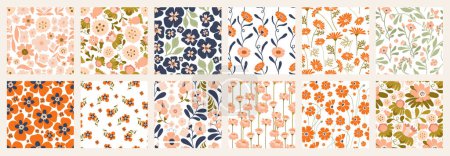 Flowers seamless pattern. Groovy botanica. Modern trendy Matisse minimal style. 