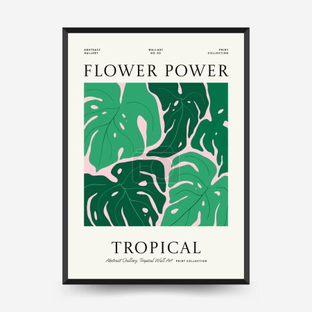 Modèle abstrait d'affiches florales. Moderne à la mode Matisse style minimal. Jungle tropicale. Conception dessinée à la main pour papier peint, décor mural, impression, carte postale, couverture, modèle, bannière. 