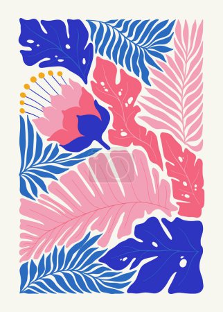 Floral abstract elements. Tropical Botanical composition. Modern trendy Matisse minimal style. Floral poster, invite. Vector arrangements for greeting card or invitation design
