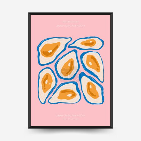 Illustration for Abstract food posters template. Modern trendy Matisse minimal style. Kitchen and restaurant decor. Hand drawn design for wallpaper, wall decor, print, postcard, cover, template, banner. - Royalty Free Image