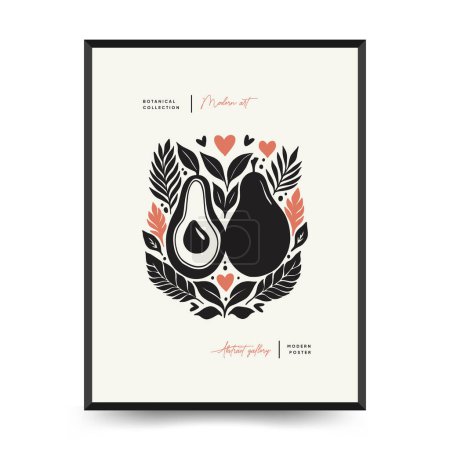 Illustration for Modern Valentine's day vertical flyer or poster template. Love hand drawn trendy illustration. - Royalty Free Image