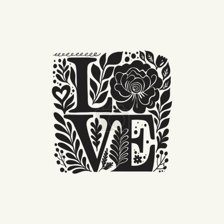 Illustration for Saint Valentine's day hand drawn trendy vector illustration. Love card design. Cute doodle romantic. Romantic poster, greeting banner, trendy t-shirt print - Royalty Free Image