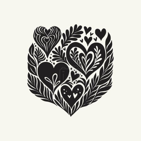 Illustration for Saint Valentine's day hand drawn trendy vector illustration. Love card design. Cute doodle romantic. Romantic poster, greeting banner, trendy t-shirt print - Royalty Free Image