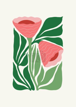 Illustration for Floral abstract elements. Tropical Botanical composition. Modern trendy Matisse minimal style. Floral poster, invite. Vector arrangements for greeting card or invitation design - Royalty Free Image