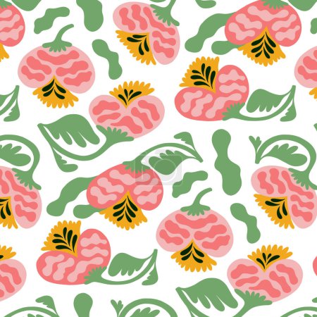 Floral abstract seamless pattern. Tropical Botanical composition. Modern trendy Matisse minimal style. Floral background. 