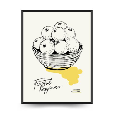Abstract fruits posters template. Modern trendy Matisse minimal style. Exotic Healthy Food. Hand drawn design for wallpaper, wall decor, print, postcard, cover, template, banner.