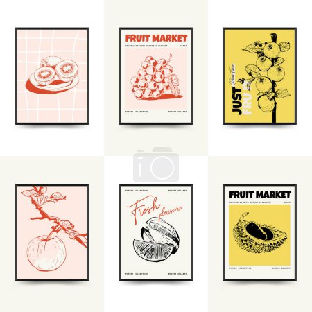 Plantilla de carteles de frutas abstractas, estilo minimalista moderno de moda