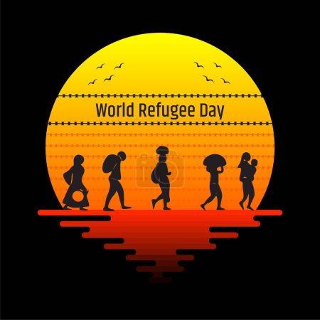 Illustration for Vector illustration of world Refugee day concept design, Due to war and global political issues. - Royalty Free Image