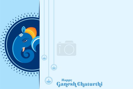 Illustration for Vector Illustration of Happy Ganesh Chaturthi text and Ganesh with a background for banner, template, post, and invitation card design - Royalty Free Image
