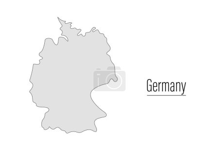 Germany country contour map, shape of country. Map silhouette of European country, state in EU. Drawing background. Country drawing background. German map borders. Vector illustration for traveling
