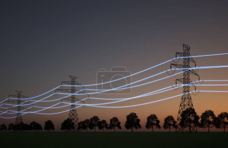 high voltage tower in front of sky - 3D Illustration