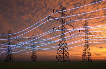 Photo for High voltage tower in front of sky - 3D Illustration - Royalty Free Image