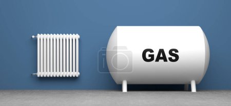 Téléchargez les photos : Radiateur classique avec réservoir à gaz - Illustration 3D - en image libre de droit