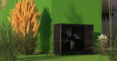 Photo for Heat pump energy as a heater and alternative green energy - 3D Illustration - Royalty Free Image