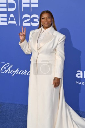 Photo for ANTIBES, FRANCE. May 25, 2023: Queen Latifah arrives at the amfAR Gala Cannes event at the Hotel du Cap - Royalty Free Image