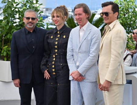 Photo for CANNES, FRANCE. May 24, 2023: Steve Carell, Maya Hawke, Wes Anderson and Rupert Friend at the photocall for Asteroid City at the 76th Festival de Cannes - Royalty Free Image