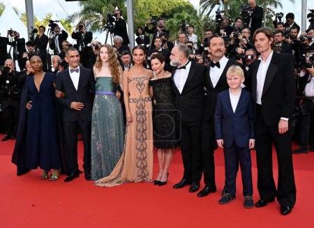 Photo for CANNES, FRANCE. May 21, 2023: Mina Andala, Amr Waked, Junia Rees, Alicia Vikander, Karim Ainouz, Gabrielle Tana, Jude Law and Sam Riley at the premiere for Firebrand at the 76th Festival de Cannes - Royalty Free Image