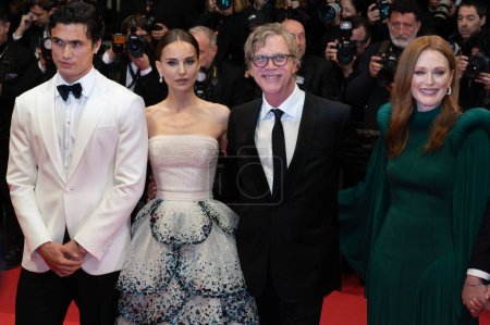 Photo for CANNES, FRANCE. May 20, 2023: Charles Melton, Natalie Portman, Todd Haynes and Julianne Moore  at the May December premiere at the 76th Festival de Cannes - Royalty Free Image