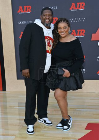 Photo for LOS ANGELES, CA. March 27, 2023:  Latasha Gillespie and Damion at the world premiere for Air at the Regency Village Theatre - Royalty Free Image