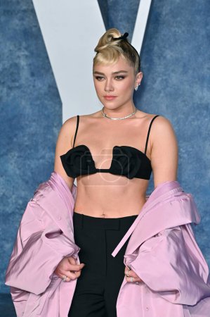 Photo for BEVERLY HILLS, CA. March 13, 2023:  Florence Pugh at the 2023 Vanity Fair Oscar Party at the Wallis Annenberg Center - Royalty Free Image