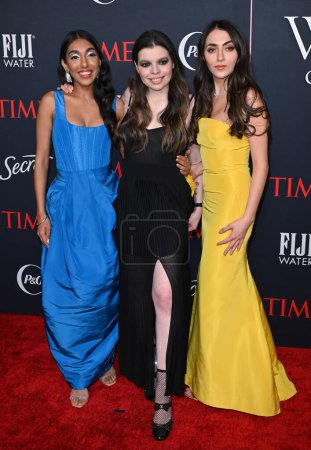 Photo for LOS ANGELES, CA. March 08, 2023:  Rupi Kaur, Daniella Pierson and Cami Tellez  at the Time Women of the Year Gala at the Four Seasons Hotel, Los Angeles - Royalty Free Image