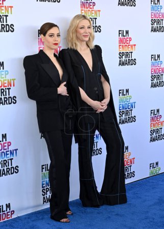 Photo for SANTA MONICA, CA. March 04, 2023:  Aubrey Plaza and Cate Blanchett at the Film Independent Spirit Awards 2023 in Santa Monica - Royalty Free Image
