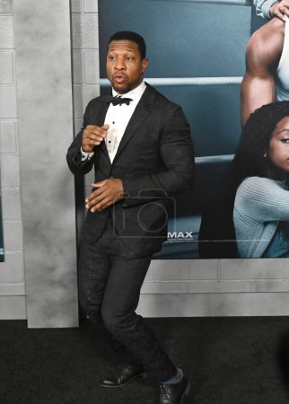 Photo for LOS ANGELES, CA. February 27, 2023:  Jonathan Majors  at the premiere for Creed III at the TCL Chinese Theatre, Hollywood - Royalty Free Image