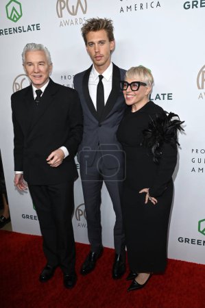 Photo for LOS ANGELES, CA. February 25, 2023:  Baz Luhrmann, Austin Butler and Catherine Martin at the 34th Annual Producers Guild Awards at the Beverly Hilton Hotel - Royalty Free Image