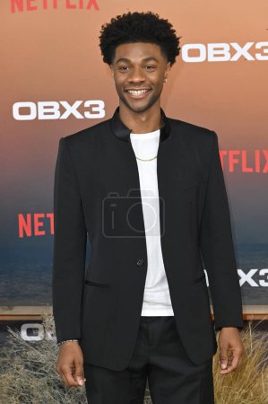Photo for LOS ANGELES, CA. February 16, 2023:  Jonathan Daviss at the season 3 premiere for Outer Banks at the Regency Village Theatre - Royalty Free Image