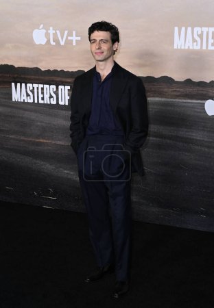 Photo for LOS ANGELES, USA. January 10, 2024: Anthony Boyle at the premiere for Masters of the Air at the Mann Village Theatre - Royalty Free Image