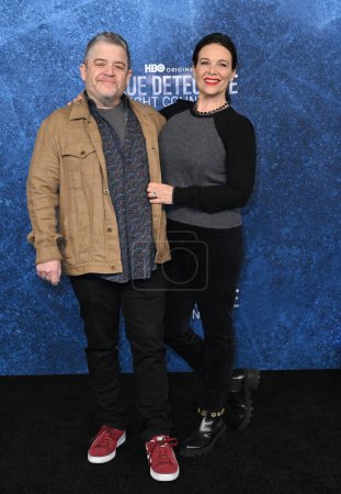 Photo for LOS ANGELES, USA. January 09, 2024: Patton Oswalt & Meredith Salenger at the premiere for True Detective: Night Country at the Paramount Theatre - Royalty Free Image
