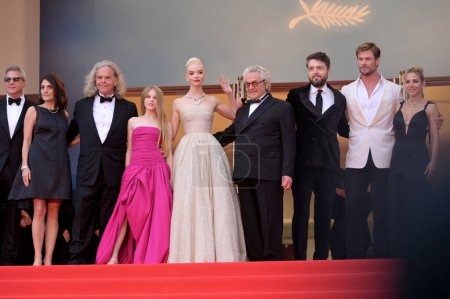 Photo for CANNES, FRANCE. May 15, 2024: Michael De Luca, Pamela Abdy, Doug Mitchell, Alyla Browne, Anya Taylor-Joy, George Miller, Tom Burke, Chris Hemsworth & Elsa Pataky at the Furiosa: A Mad Max Saga premiere at the 77th Festival de Cannes - Royalty Free Image