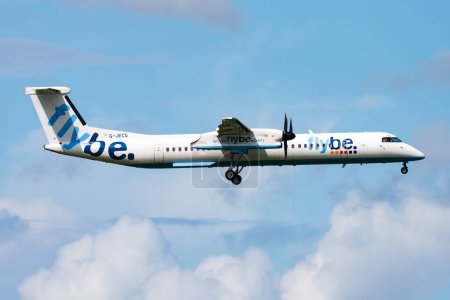 Photo for Amsterdam, Netherlands - August 15, 2014: Flybe passenger plane at airport. Schedule flight travel. Aviation and aircraft. Air transport. Global international transportation. Fly and flying. - Royalty Free Image