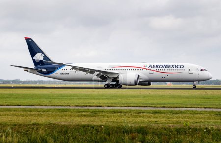Photo for Amsterdam, Netherlands - July 3, 2017: Aeromexico passenger plane at airport. Schedule flight travel. Aviation and aircraft. Air transport. Global international transportation. Fly and flying. - Royalty Free Image