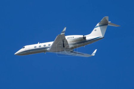 Photo for Vienna / Austria - April 18, 2019: Air Lake Lines Gulfstream G-IV N473CW business jet plane departure and take off at Vienna International Airport - Royalty Free Image