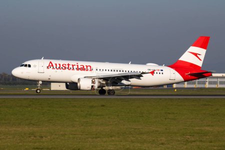 Photo for Vienna / Austria - April 18, 2019: Austrian Airlines Airbus A320 OE-LBJ passenger plane arrival and landing at Vienna International Airport - Royalty Free Image