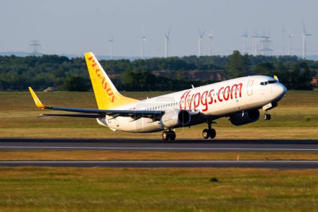 Photo for Vienna, Austria - May 13, 2018: Pegasus Airlines Boeing 737-800 TC-CPD passenger plane departure and take off at Vienna Airport - Royalty Free Image