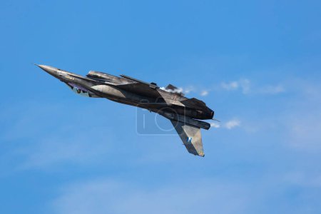 Photo for Radom, Poland - August 26, 2023: Hellenic Air Force Lockheed F-16 Fighting Falcon fighter jet plane flying. Aviation and military aircraft. - Royalty Free Image