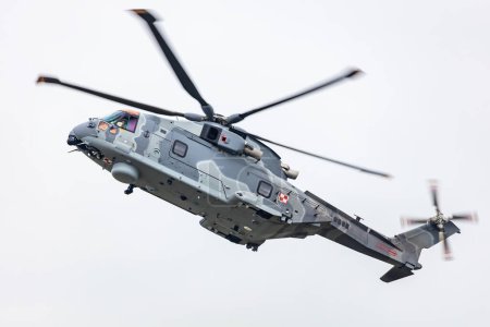 Photo for Radom, Poland - August 25, 2023: Polish Navy Leonardo AgustaWestland AW101 Merlin transport helicopter. Aviation and military rotorcraft. - Royalty Free Image
